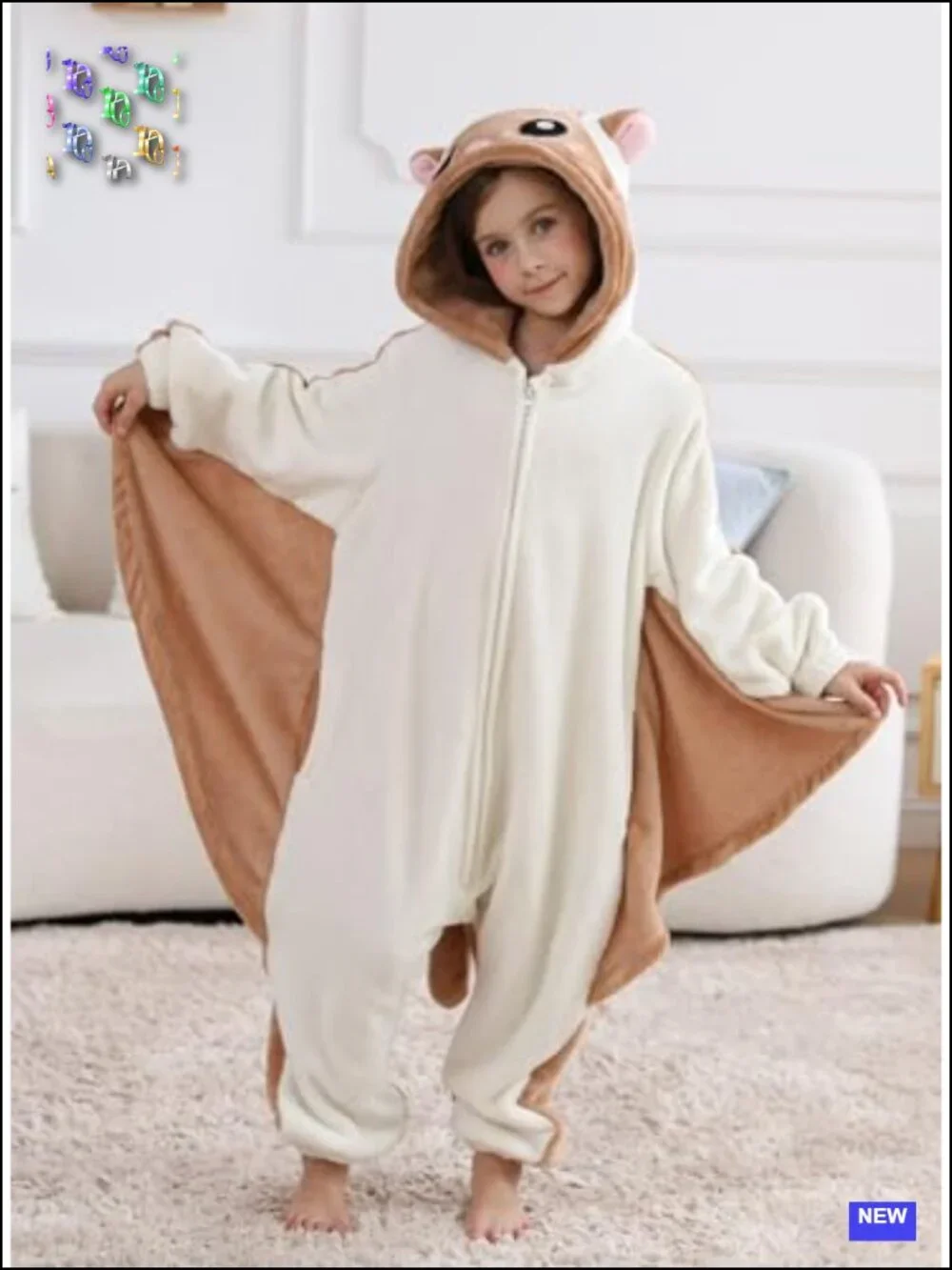 Kids Fleece Animal One-Piece Pajamas Zipper Cosplay Costume Boys Girls